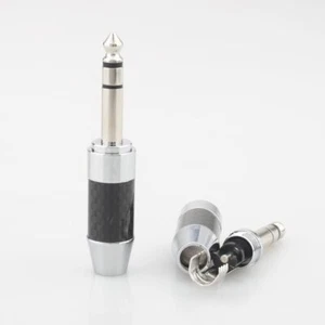 1pc Carbon Fiber Rhodium Plated 6.35mm stereo (1/4 in) Jack Male Headphone Plug - Picture 1 of 6