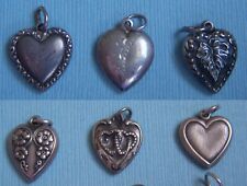 Vintage charm lot of six sterling puffy heart charms