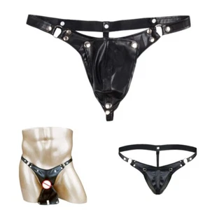 Bragas bragas de cuero sintético para hombre de EE. UU. Tanga bolsa abultada calzoncillos ropa interior - Imagen 1 de 12
