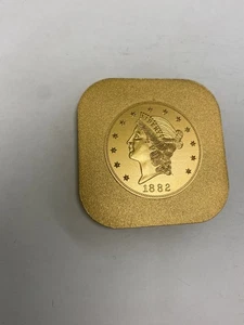 #31 1882 LIBERTY HEAD $20 24K Gold Plated Plate Coin 000081 - Picture 1 of 6