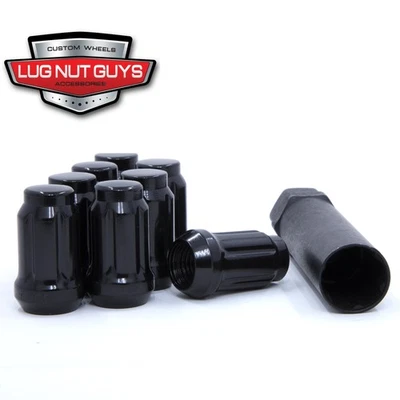 20 Black Tuner Spline Drive Small Diameter Bulge Acorn Lug Nuts 7/16-20 & 1 Key - Image 1 of 4