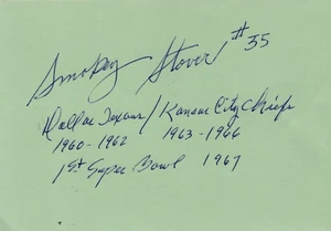 Stewart "Smokey" Stover signierte große Karteikarte Dallas Texansas City Chiefs - Bild 1 von 1