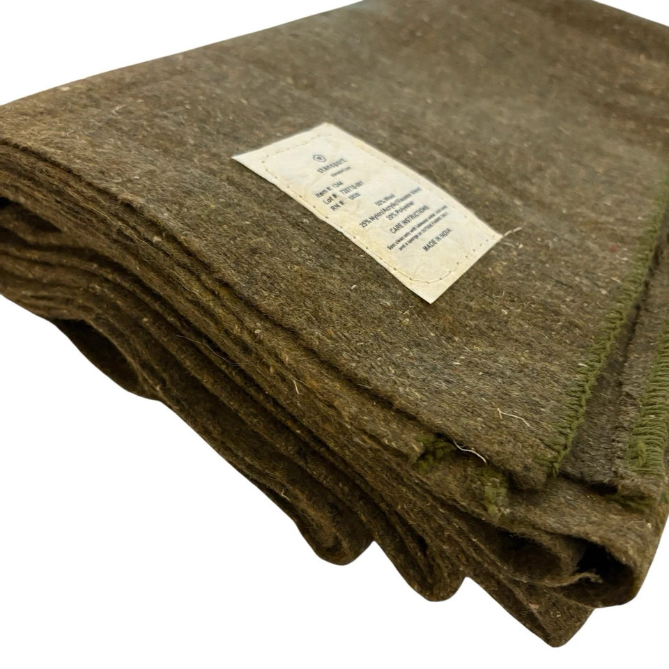 Wool Blend Military-Style Blanket Bed Cot StanSport 80x60" Heat Retention NEW - Image 1 of 4