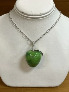 Barse Apple Necklace Sterling Silver Green Large Apple Pendant - Picture 1 of 17