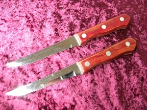 TRAMONTINA 2 Serrated Steak Knives Stain Free High Carbon Serrated Blades Brazil - Picture 1 of 5