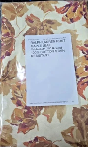 Ralph Lauren Rust Maple Leaf Tablecloth 70” Round | 100% Cotton Stain Resistant - Picture 1 of 3