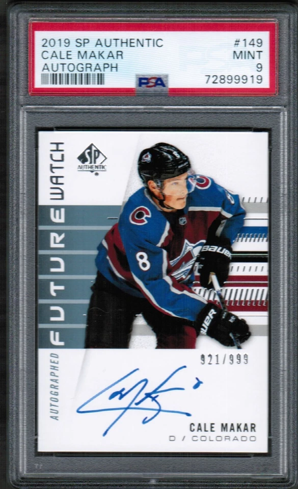 2019-20 UD SP Authentic #149 Cale Makar Future Watch Rookie PSA 9 Mint - Image 1 of 4