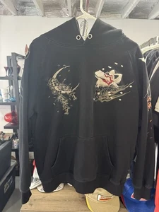 Yeshibounty Black Embroidered Hoodie Dragon Floral Fox Japan Style Sz XL - Picture 1 of 3