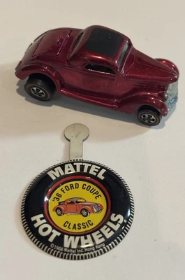 Coche Redline Hot Wheels 1968 vintage: Ford 36 rojo cupé clásico ¡con insignia! Foto 1 de 4