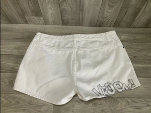 Vintage Harley Davidson weiße Denim Shorts Damen 16 Vroom Logo Fahrer Moto - Bild 1 von 12