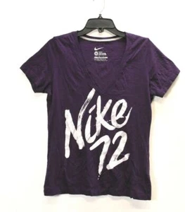 Nike Girls Nike 72 Slim Fit Short Sleeve V Neck Cotton Casual Purple T-Shirt L - Picture 1 of 6