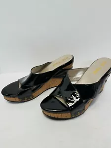 Me Too Bongo schwarze Damen-Sandale hinten offen Größe 8 Korkblock - Bild 1 von 10
