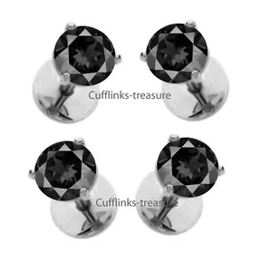 Natural Smoky Quartz Gemstones with 925 Solid Silver Tuxedo Buttons set #82435 - Picture 1 of 6