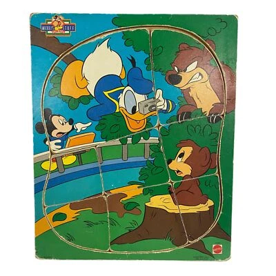 Vintage Mattel Disney Mickey's Stuff Donald Chipmunks wooden puzzle #41299 - Image 1 of 2