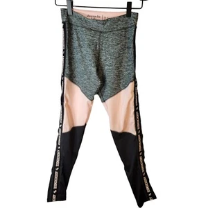 Abercrombie Kids Girls Pants 11/12 Black Pink Stretch Leggings Logo - Picture 1 of 6