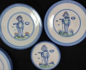 MA Hadley Country Scene Blue Set of Two Luncheon Plates and Bread & Butter Plate - Picture 1 of 6