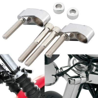 39-49mm Chrome Front Turn Signal Bracket Relocation For Harley Dyna XL Softail - Image 1 of 4