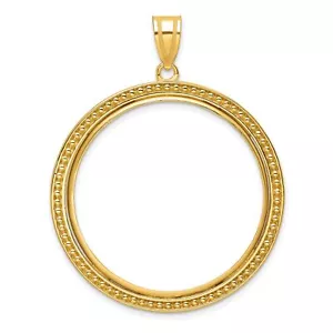 2006-Now $50 1 oz American Buffalo Prong Set Beaded Coin Bezel in 14k Gold - Picture 1 of 7