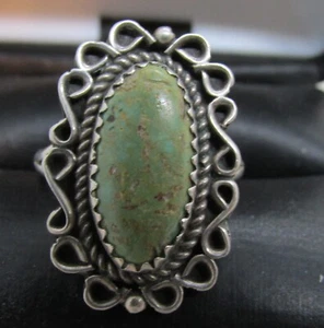 VINTAGE   SOUTHWEST   N A   GREEN   TURQUOISE   RING   SIZE 7.5 - Picture 1 of 9