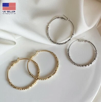 Moda Mujeres 925 Plata Círculo Aro Joyería Pendientes Creativo Cubo Stud 1037 Foto 1 de 4