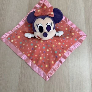Disney Minnie Mouse Lovey Security Blanket Plush Baby Rattle Toy Satin & Stars - Picture 1 of 10