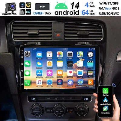DAB+ Für VW Golf VII MK7 2014-2017 Autoradio CarPlay Android 14 4+64G GPS SAT BT - Bild 1 von 4