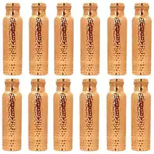 Botella de agua de cobre martillada para beneficios de salud Ayurveda 1000 ml lote de 12 - Imagen 1 de 7