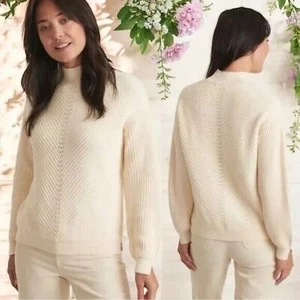 Marine Layer Turtleneck Sweater Womens XL Skylar Ivory Wool Blend Mock Neck - Picture 1 of 9
