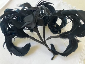 RARE UNUSUAL ANTIQUE LAVISH VICTORIAN HAT  MILLINARY BLACK FEATHER PLUME - Picture 1 of 7