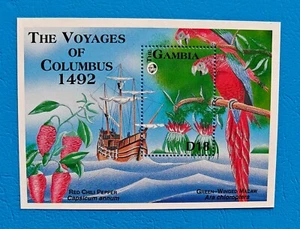 GAMBIA 1993 COLUMBUS M/S - MACAW PARROT - bird stamps MNH - Bild 1 von 1