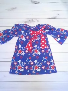girls toddler childrens dress 4th of july patriotic peasant dress stars sz 7 - Picture 1 of 2