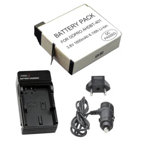 GoPro AHDBT-401 Li-ion Battery & Charger For GoPro Hero 4 Black Silve - Picture 1 of 1