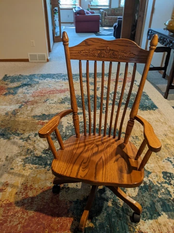 Oak Swivel Chair On Casters Cover