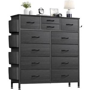 12 Drawer Dresser Tall Dresser for Bedroom Chest of Drawers Fabric Storage Black - Picture 1 of 8