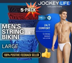 Jockey Life Men's String Bikini Underwear-Cool Comfort 24/7-5 Pack LG SIZE NUEVO