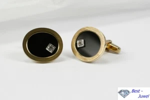 Gemelos En 333 Oro Con Ónix Y Blanco Zafiro - Imagen 1 de 2