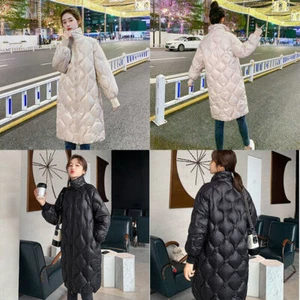 Women's knee face 2024 new Korean standing Over bright long jacket winter collar - Picture 1 of 15