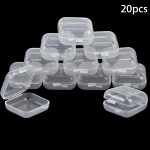 20X Clear Plastic Small Boxes Hook Jewelry Earplug Storage Square 3.5*3.5cm - Picture 1 of 12