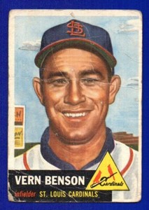 VERN BENSON ROOKIE CARDINALS 1953 TOPPS #205 