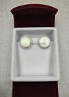 Huge Off White Round Shape Moonstone With Sparkling White Cz Halo Stud Earrings