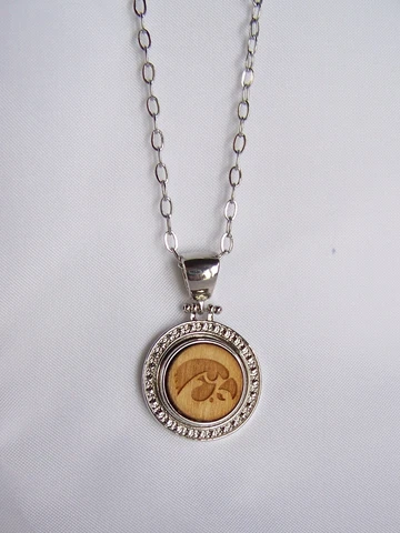 Iowa Hawkeye snap jewelry Pendant, Stainless Steel Cover