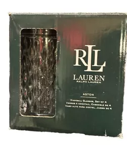 Ralph Lauren Aston High Ball Glass Set 4 Cristalli Nuovi con scatola Made Germany Molto HTF NUOVI CON SCATOLA - Foto 1 di 7