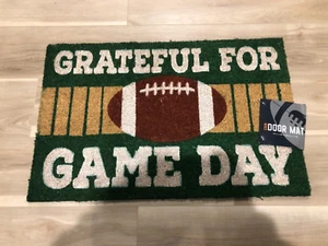 NFL FOOTBALL GRATFUL FOR GAME DAY Welcome coir Mat entry Door mat new - Picture 1 of 1