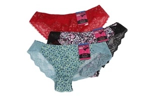 Neu mit Etikett 3er-Set MAIDENFORM Comfort Devotion SPITZE TANGA BLAU SCHWARZ GEBLÜMT ROT XL/8 - Bild 1 von 8