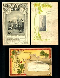 GRk 3pcs.Gruss Aus Herzlichen Gruss, Wurzburg Marienberg, Munchen Ostern 1900 - Picture 1 of 2