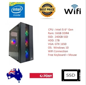 Gaming PC Desktop i5 6th gen 16GBRAM 240GBSSD+1TB 3GB GPU Win11 - Picture 1 of 4