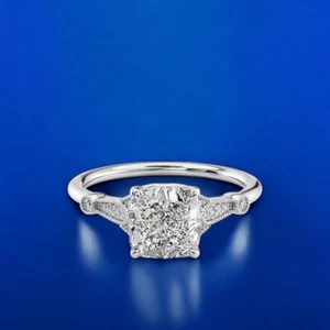 Diamond Bridal Wedding Ring 1.70 Ct Cushion Cut Lab Created 14k White Gold IGI  - Picture 1 of 15
