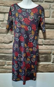 Vestido Julia Lularoe Rosa Floral Mangas Cortas Talla Pequeña - Imagen 1 de 2