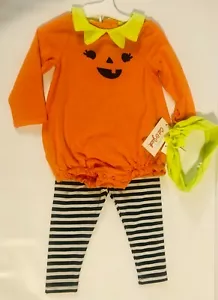 Baby Girls' Halloween Outfit - 2 piece Pumpkin Top & Bottom Set + Headband 6-9M - Picture 1 of 10
