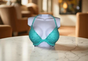 PINK Victoria’s Secret Teal Racerback Push Up Lace Bra Size 34DD - Picture 1 of 8